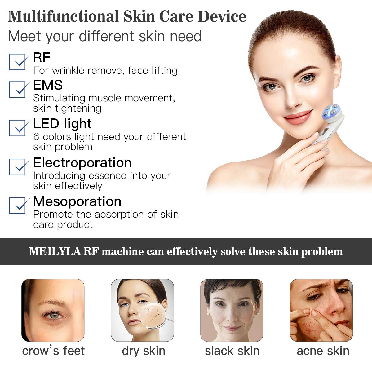 Face Lift Device Skin Firming Massager for Skin Whitening Beauty Skin Care Device MEILYLA White: Beauty