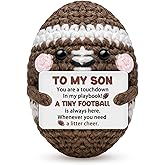Zetckzilv Son Gifts Birthday Gift for Son Stepson from Mom Dad Handmade Positive Crochet Football Emotional Crochet Support Gift for Graduation Valentine