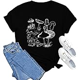 MAIHUN Mushrooms Shirts for Women Mycology Tshirt Fungi Lover Tee Mushroom Graphic Short Sleeve