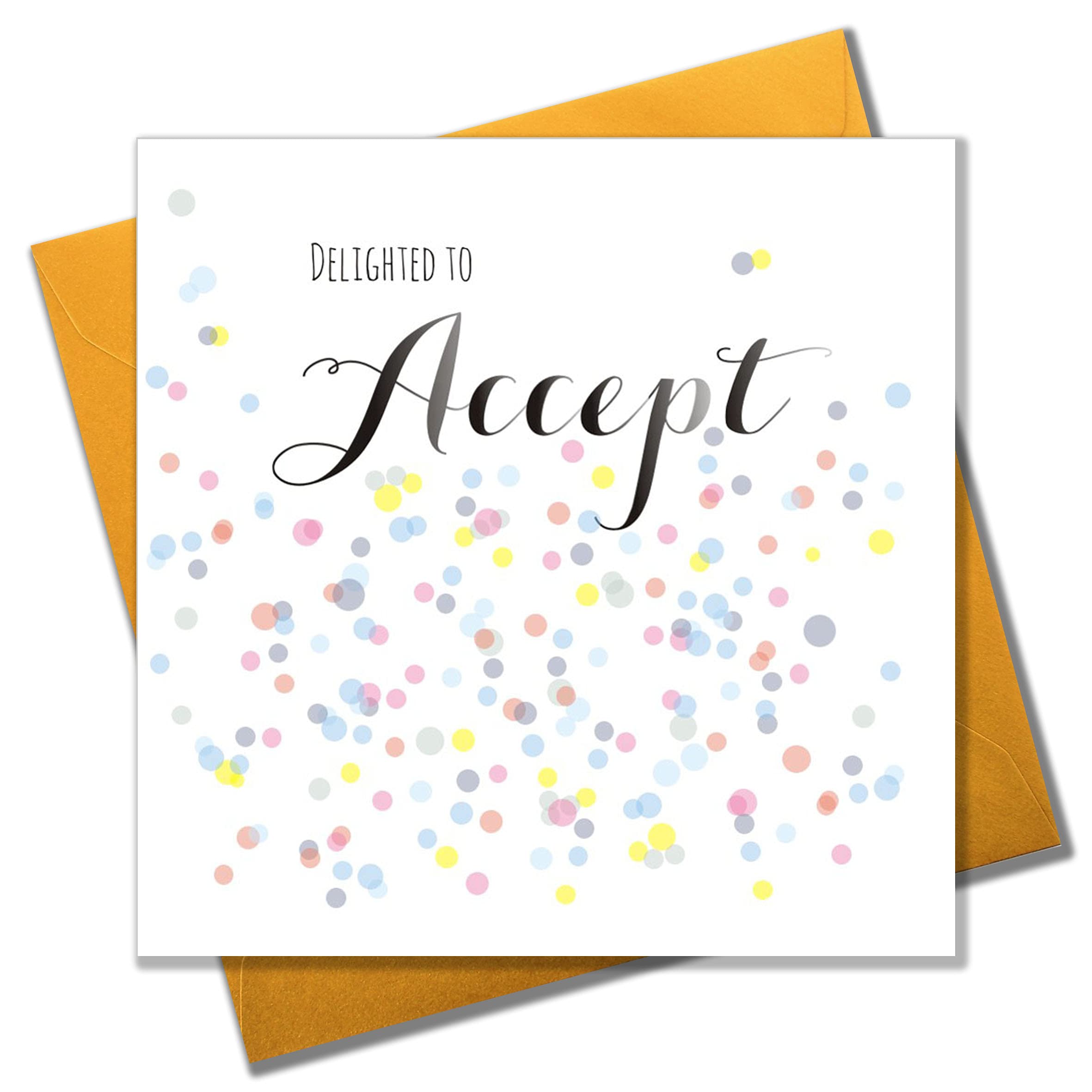 Claire Giles Greeting Cards, Wedding Card, Delighted to Accept, Dots design Wedding Greeting Card
