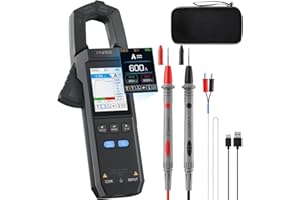 FNIRSI DMC-100 Digital Clamp Meter Multimeter 9999 Counts TRMS, 600A Curve Recording Rechargeable Amp Meter, Measures NCV, AC/DC Voltage Current, Continuity Capacitance Diode Resistance, Temperature