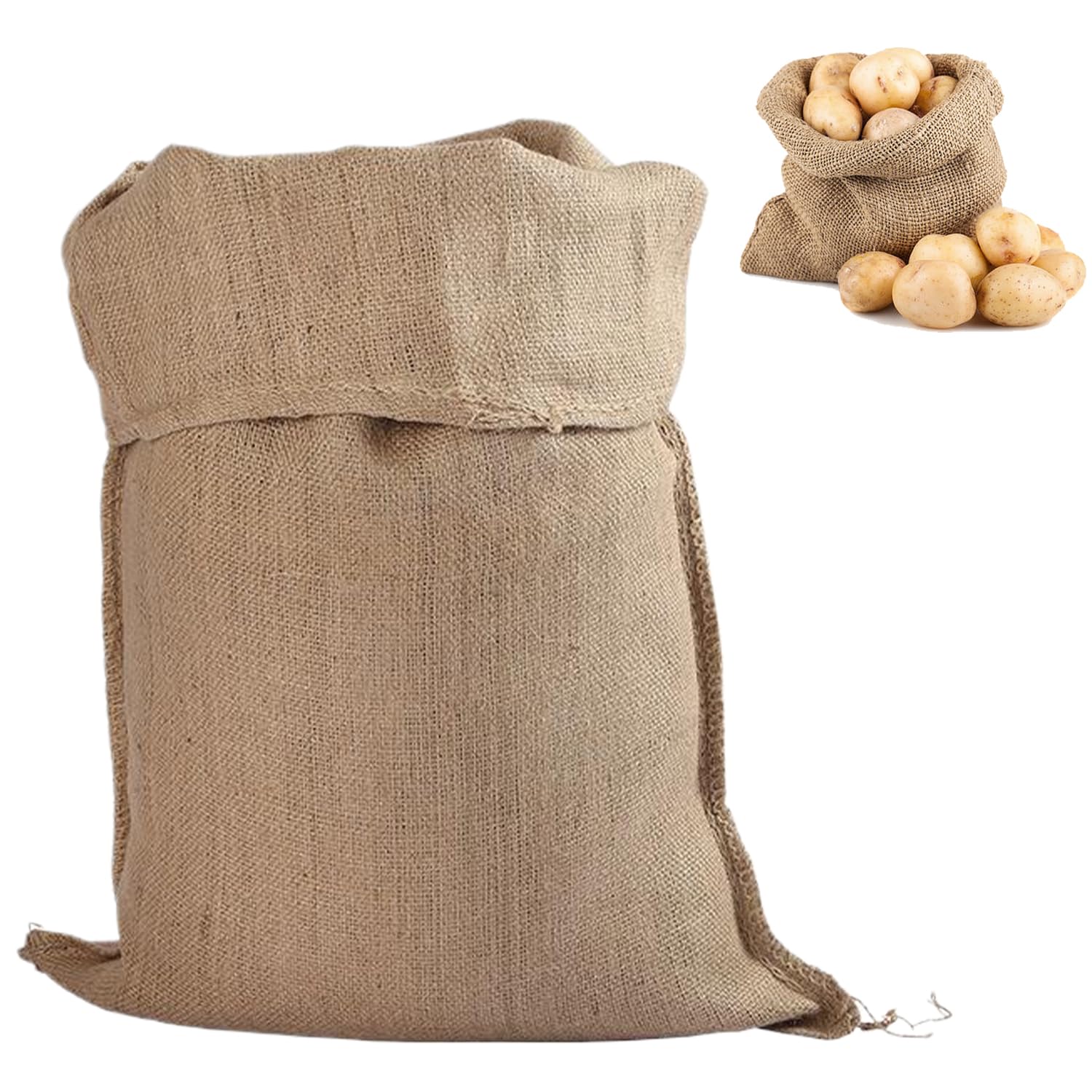 Arrderly 1 Piece Large Hessian Potato Sack, Reusable Woven Sand Storage Sack for Vegetables, Open-Top Burlap Sack for Storage, Suitable for Potatoes and Vegetables, Yellow