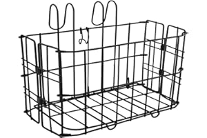 Mkuero Kids Bike Basket, Folding Children's Bicycle Basket, Metal Wire Front Bicycle Basket for Boys & Girls Black Handlebar Basket Fits for Kids Bike, Kids Scooter, Tricycle, Balance