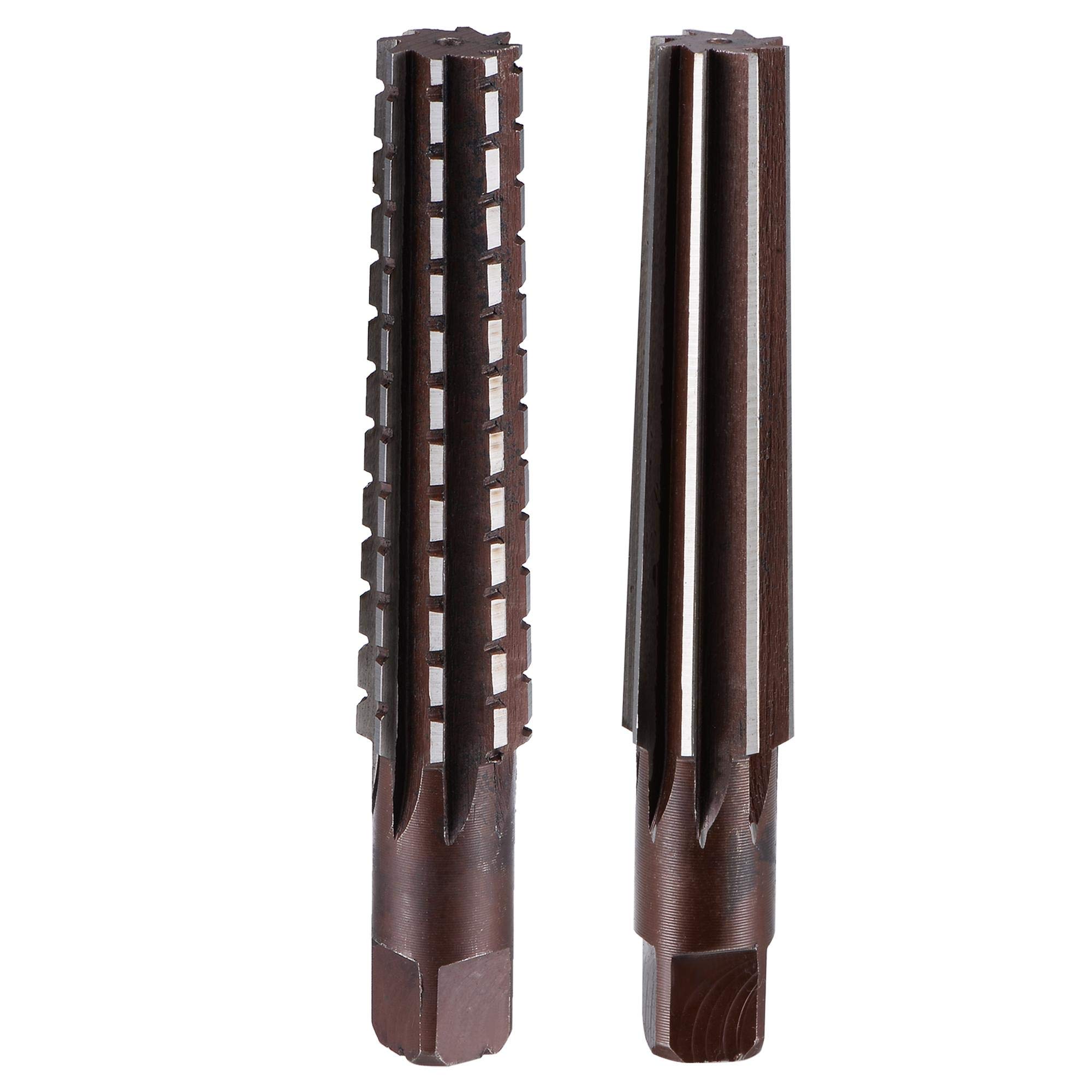 sourcing map MT3 Morse Taper Reamer Coarse and Finish Set H8 Accuracy Alloy Tool Steel 8 Flutes Straight Shank Hand Reamer Cutter Milling Tool 2pcs