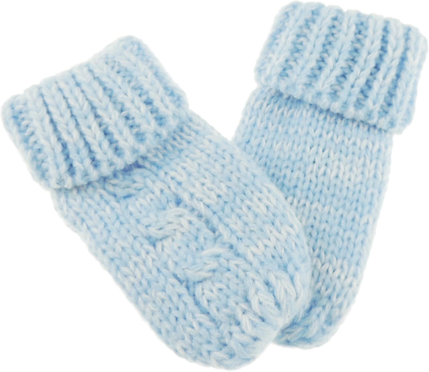 Baby Girls Boys Kids Toddler Children Babies Block Colour Fine Knit Fleece Thermal Thick Warm Winter Christmas Birthday Gift String Cold Weather Gloves Mitts Mittens Blue