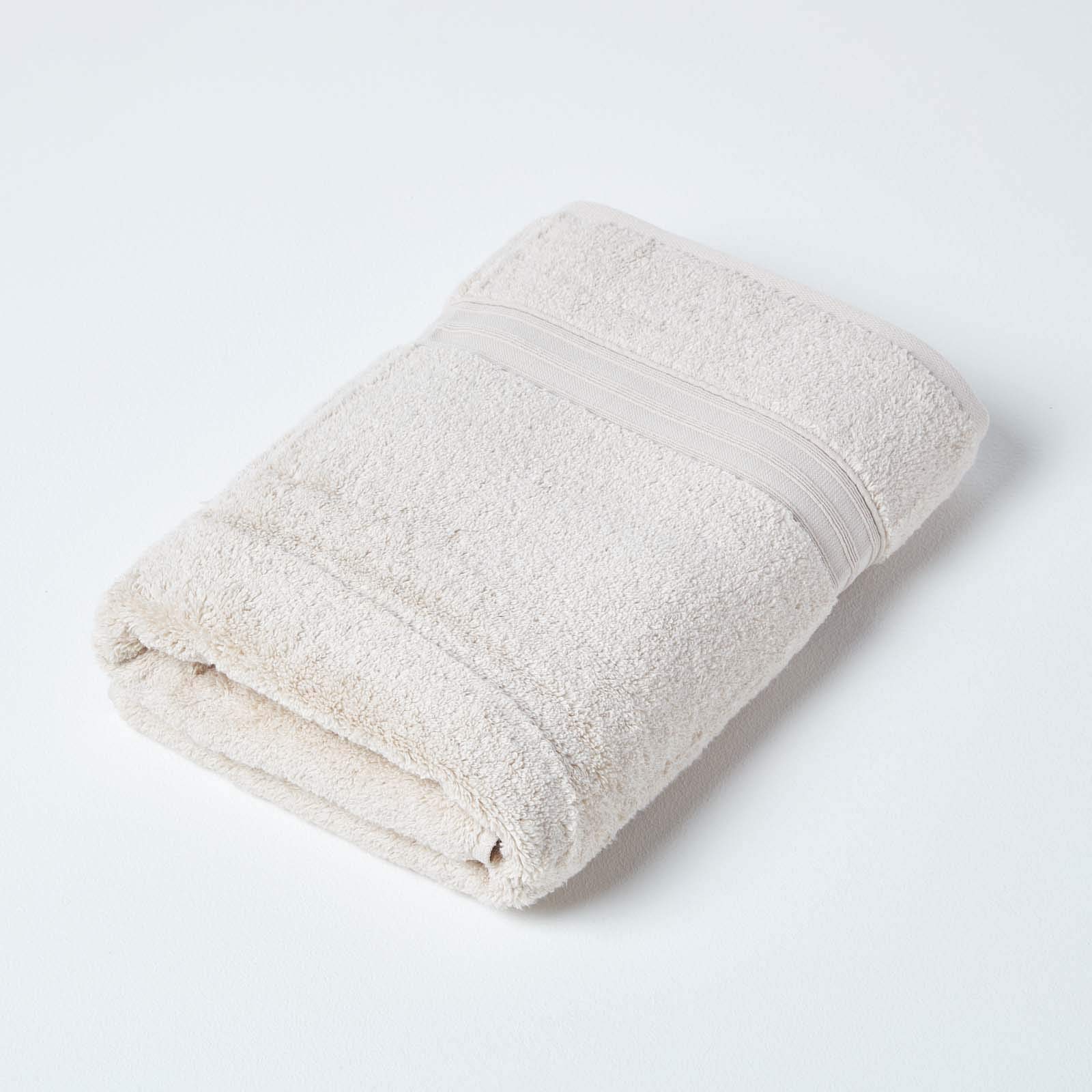 HOMESCAPES Luxury Stone Soft 100% Supima Cotton Bath Towel Zero Twist Super Absorbent & Fluffy 550 GSM Thick Plain Light Brown Large Towel