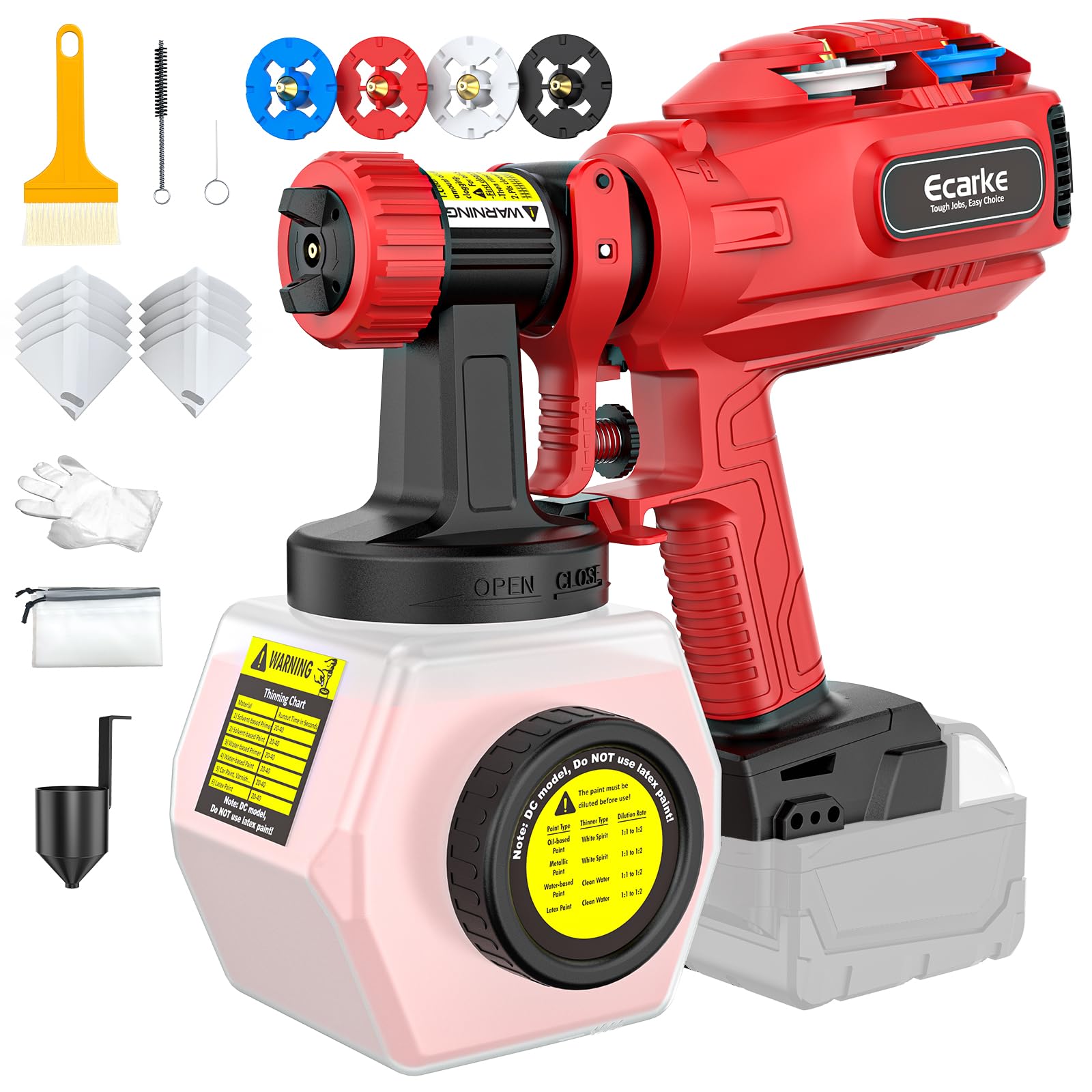 Photo 1 of ((())REALLY USED AND DIRTY )))))Ecarke Cordless Paint Sprayer Compatible with Milwaukee 18V Battery - Side-Fill Design (No Disassembly) & Onboard Nozzle Storage - 43,000 RPM, 1200mL Tank, 4 Nozzles - DIY to Pro Use (Tool Only)