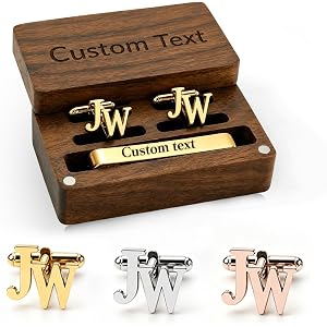 Custom Cufflinks for Men, Cuff Links Mens Set with Initials and Tie Clip | Personalized cuff links and tie clip set with init