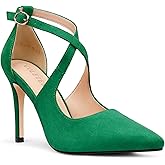 COLETER Womens 4" Pointed Toe D'Orsay Pumps Stilettos High Heel Crossed Ankle Strap Dress Shoes
