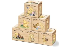 Tillfuru 6 Pcs Inspirational Winnie Nursery Decor for Girls and Boys Classic The Pooh Baby Table Wooden Decorations Winnie Baby Animals Shelf Decorations-You are Kind Brave 1.6 Inch