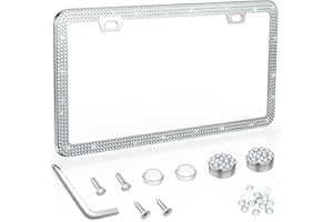 SHARE&CARE Christmas Bling License Plate Frame, Valentine's Festive Crystal License Plate Cover, Car License Plate Holder with Rhinestone Screw Set, Women Gift for Mom, Wife, Her - 1 Pack (White1)