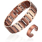 Fashtour 3X Copper Bracelet for Men Triple Ultra Strength Magnets, Masculine Design Pure Copper Magnetic Bracelet, Adjustable Length with Sizing Tool