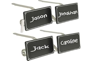 Haute Decor The Original MantleClip® Stocking Holder with Chalkboard Icons 4-Pack (Silver) - Personalize Your Christmas Mantel Stocking Hangers with Custom Names