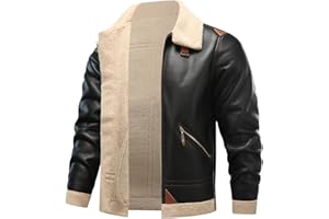 HOOD CREW Men’s Bomber Jacket Winter Coat Stylish Faux Fleece Lined Leather Jackets