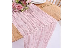 SAJOO Pink Cheesecloth Table Runner Gauze Table Runner 1 PC 10FT Boho Rustic Sheer Cheese Cloth Table Runner Bulk 120 Inch for Wedding Baby Bridal Shower Birthday Party Table Decorations