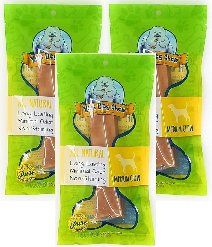 Yeti 3 Pack of All Natural Dog Chews, Medium 2.5 Ounces