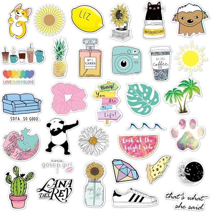 VSCO Stickers for Hydro Flask, Vinyl Waterproof Water Bottle Stickers