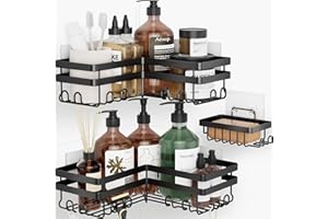 HomeHacks Shower Caddies, 3-Pack with Soap Holder, Shower Organizer with Save Space Hooks, Apartment Essentials for Bathroom, Kitchen & Living Room, Shower Shelf for Inside Shower