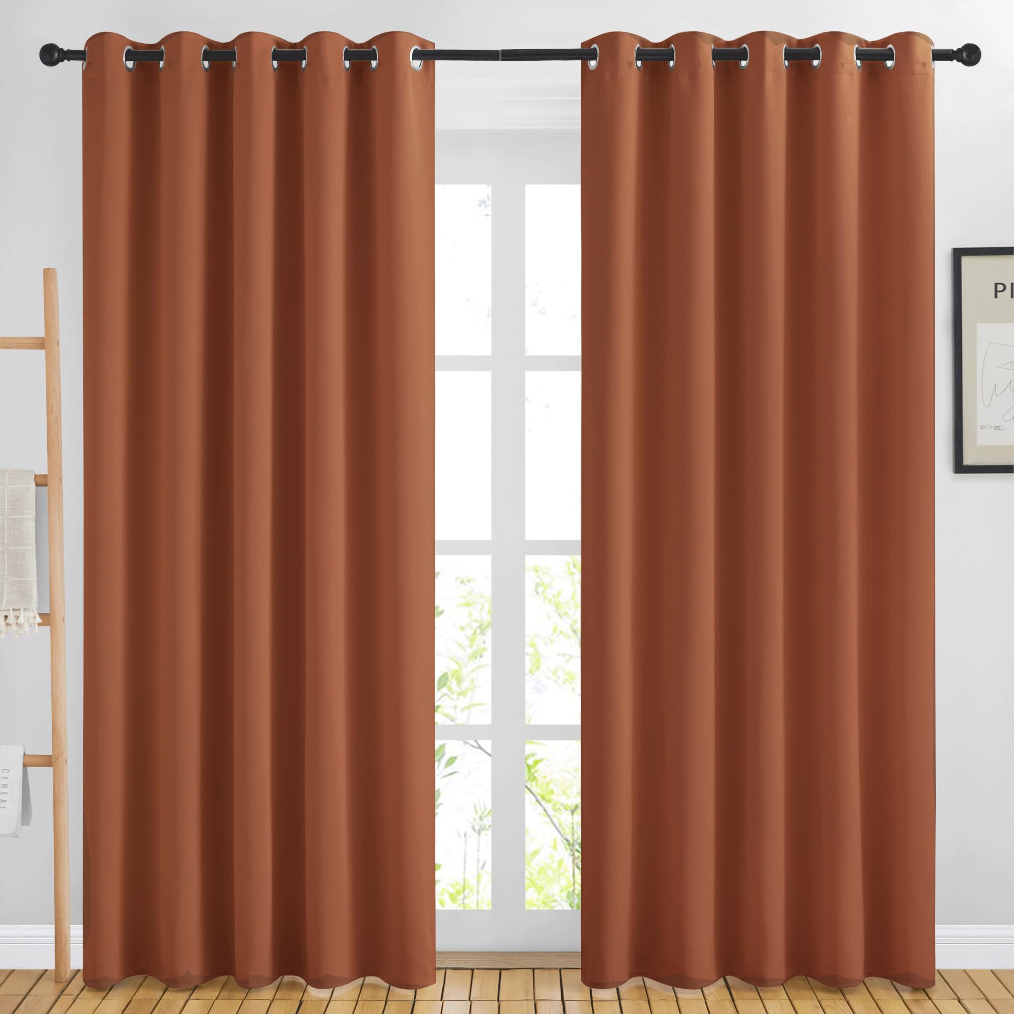 Photo 1 of NICETOWN Blackout Large Window Curtains 84 inches Long - Grommet Room Darkening Sliding Door Thermal Curtains & Drapes Sound Block for Bedroom/Living Room (Brown, 2 Panels, W66 x L84)