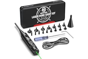 MidTen Rechargeable Bore Sight Laser for .17-12GA, Red/Green Laser Boresighter Kit with Multiple Adapters, Professional Bore Sight Kit with Rechargeable Battery and Button Switch