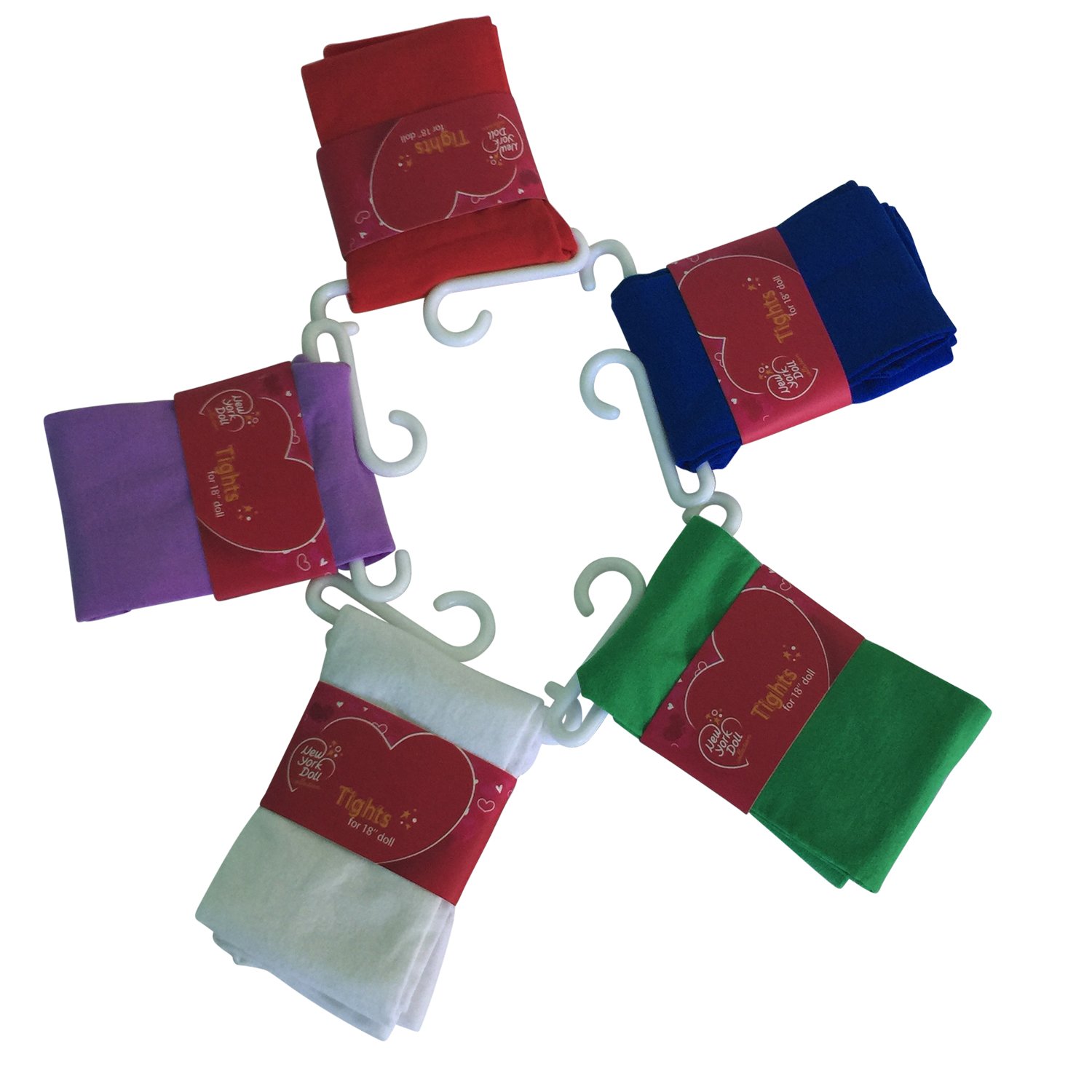 The New York Doll Collection Set of 5 Solid Coloured Tights Pantyhose Fits 18 inch/46 cm Fashion Dolls – Leggings – Dolls Clothes Accessories