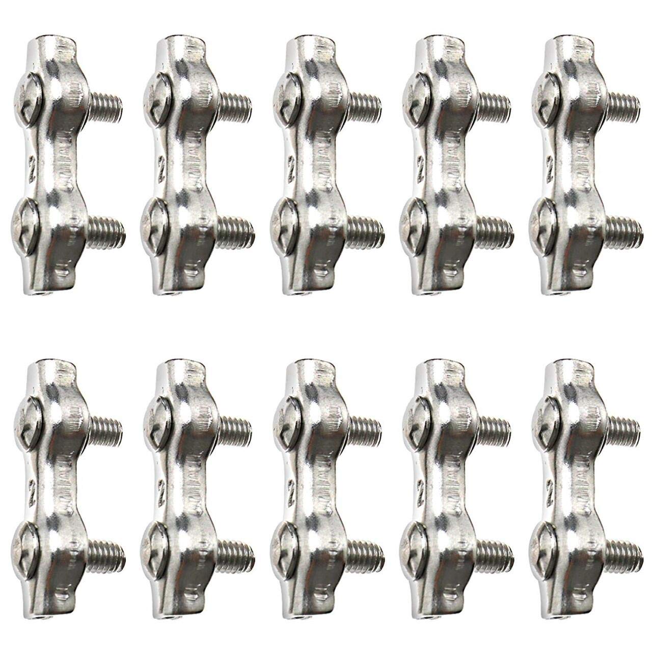 10 x 2mm 304 Stainless Steel Duplex Wire Rope Clip Cable Clamps Grips for 2mm Wire Ropes