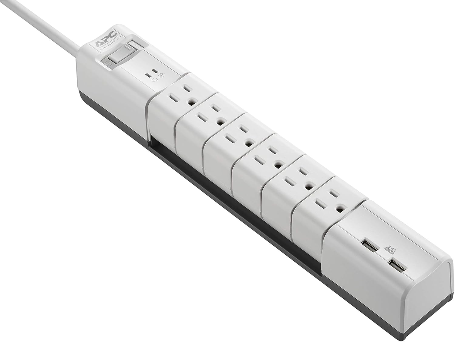 Rotating Power Strip, 6 Rotating Plugs, APC Surge Protector with USB Charging Ports, PE6RU3W, 1080 Joule, Flat Plug: Electronics
