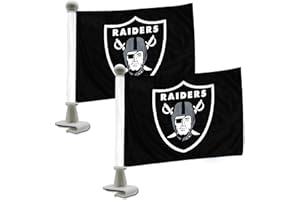 FANMATS 61878 Las Vegas Raiders Ambassador Car Flags - 2 Pack Mini Auto Flags, 4in X 6in, Perfect for Hood or Trunk - Black