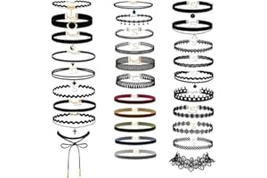 43 PCS Choker Necklace, BetterJonny Classic Stretch Colorful Choker and Black Velvet Gothic Choker for Women Teen Girls Tatto