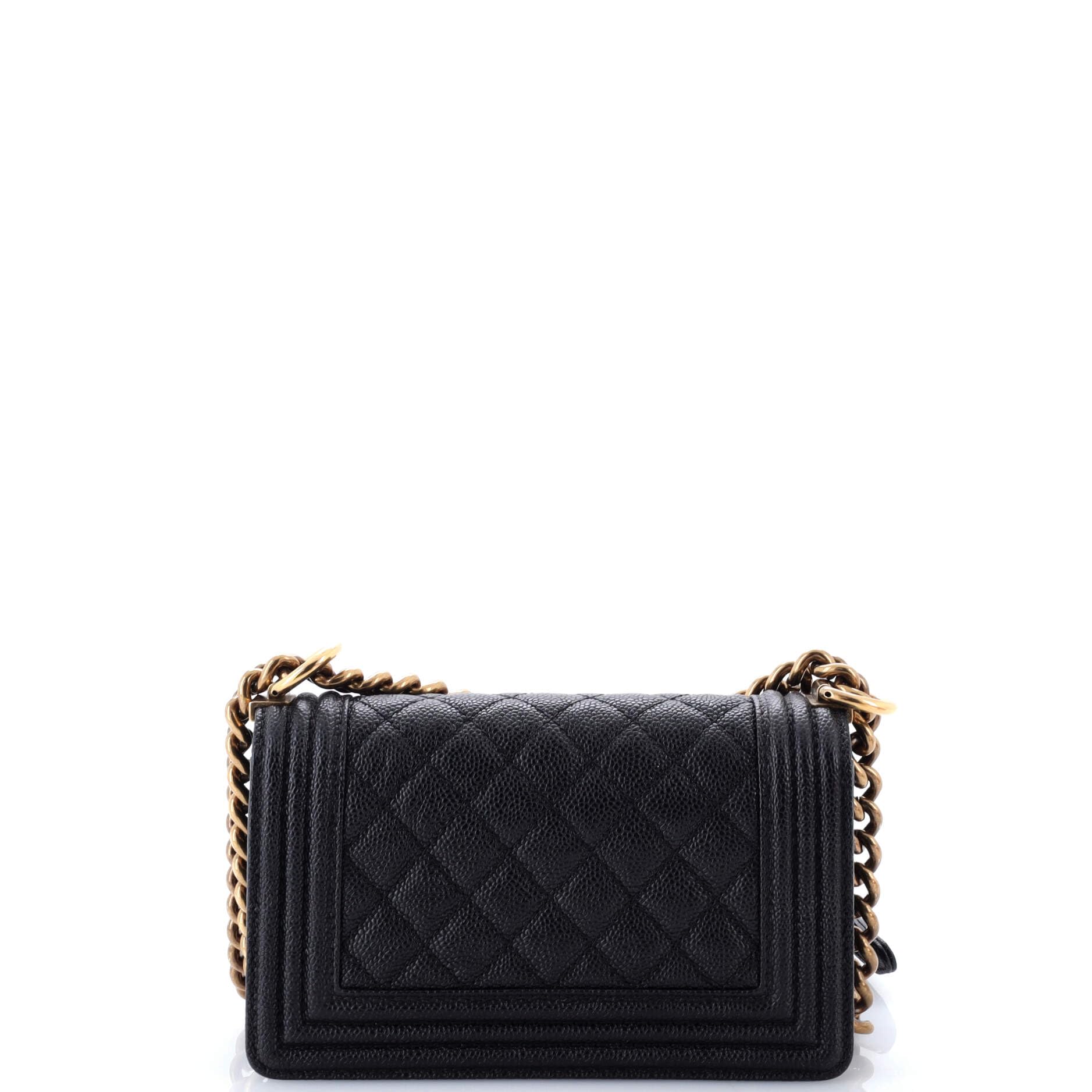 CHANEL Pre-Loved Boy Flap Bag Quilted Caviar Small, Black