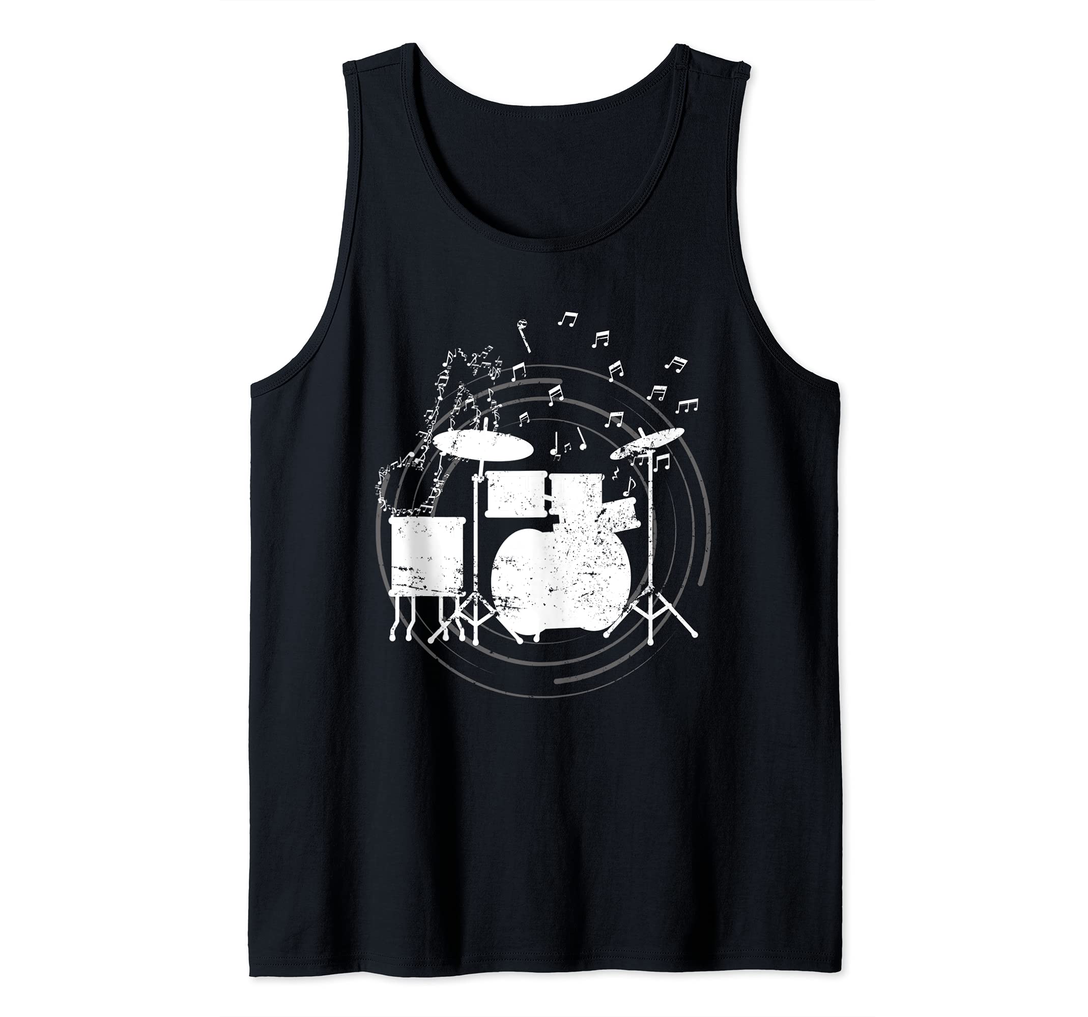 Percussion Musician Drummer Drum Set Music Notes Drums Tank Top
