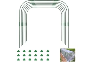 HIGHYDROLED Greenhouse Hoops Grow Tunnel,Garden Hoops for Raised Beds, 6 Sets of 41.3'' x 31.5'' Rustproof Garden Hoops for Row Cover ,Garden Tunnel Row Cover Hoops Kit with 18 Pcs Clamps