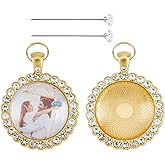 SUPERFINDINGS 2PCS Bouquet Photo Charm Memory Picture Customized Oval Charm Wedding Bouquet Picture Frame for Wedding Memory Bridal Bouquet DIY Flower Decorations Golden
