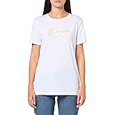 Armani Exchange Women's Crewneck Regular Fit Rhinestone Logo Tee, Optic White, XX-Large