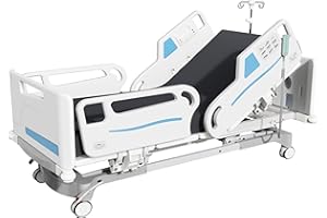 OLERN Premium 5 Functions Full Electric ICU Hospital Bed with 4.7" Waterproof Mattress,Adjustable Height 17.7" to 31.9",Central Control System,5" Casters,550 LBS Capacity-Ideal for Home Use