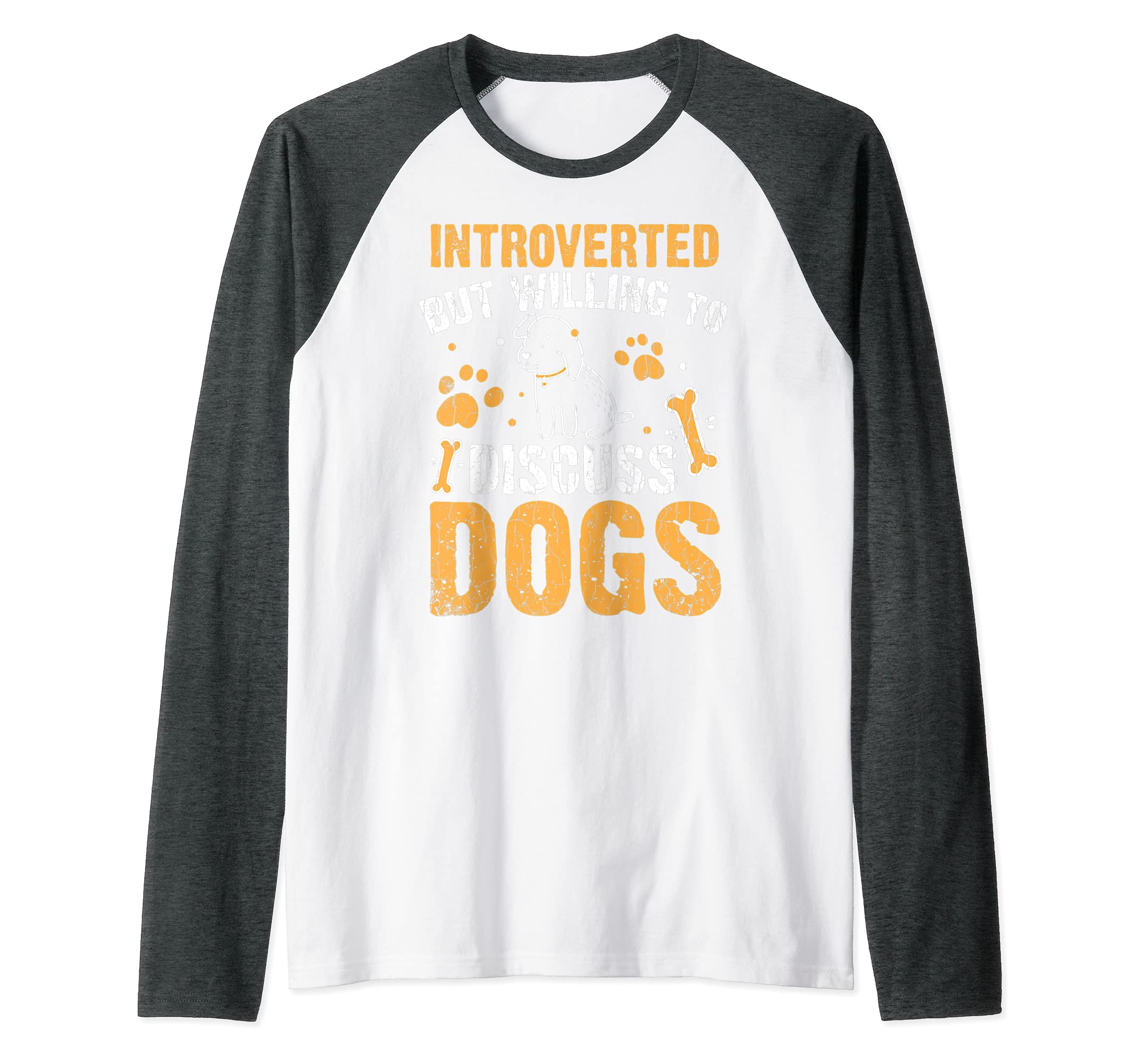 Introverted But Willing To Discuss Dogs Funny Graphic Raglan Baseball Tee