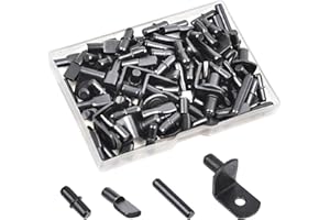 WISSXNA 100Pcs Shelf Pegs for Shelves, 4 Styles Shelf Pins Kitchen Cabinet Shelf Pegs,Black Shelf Holders Pegs, Bookshelf Pegs for Shelves, Metal Shelf Support Pegs & Pins(5mm & 6mm)…