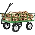 VEVOR 1200 Lbs Steel Garden Cart, Heavy Duty Pullable Garden Wagon Yard Cart, 2 in 1 Outdoor Metal Utility Wagon Yard Trailer with 13" All Terrain Tires, Mesh Removable Sides and 180°Rotating Handle