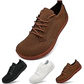 YOSFDC Sneakers for Women Barefoot Shoes Running Tennis Walking Sneaker Brown Wide Toe Box Shoes Gym Comfortable Minimalist Ladies Trainer Size 6.5