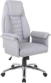 Amazon Com Homcom High Back Fabric Executive Leisure Home Office Chair With Arms Light Grey Furniture Decor