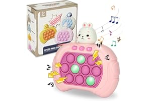 JWISLAND Quick Push Pop Game, Handheld Puzzle Game Machine, 4 Modes Games, Push Bubble Stress Toy, Relief Party Favors, Brithday Gifts for Kids (Pink Rabbit)