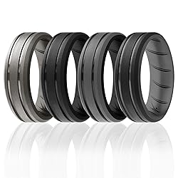 ROQ Silicone Rubber Wedding Ring for Men, Comfort
