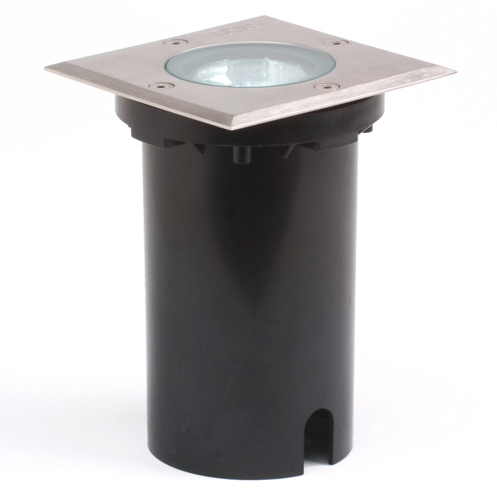 Konstsmide 7608-310 Square Ground Spot / GU10 Max 7W / IP65 / 230-240 Volt / Aluminium Silver / Clear Glass