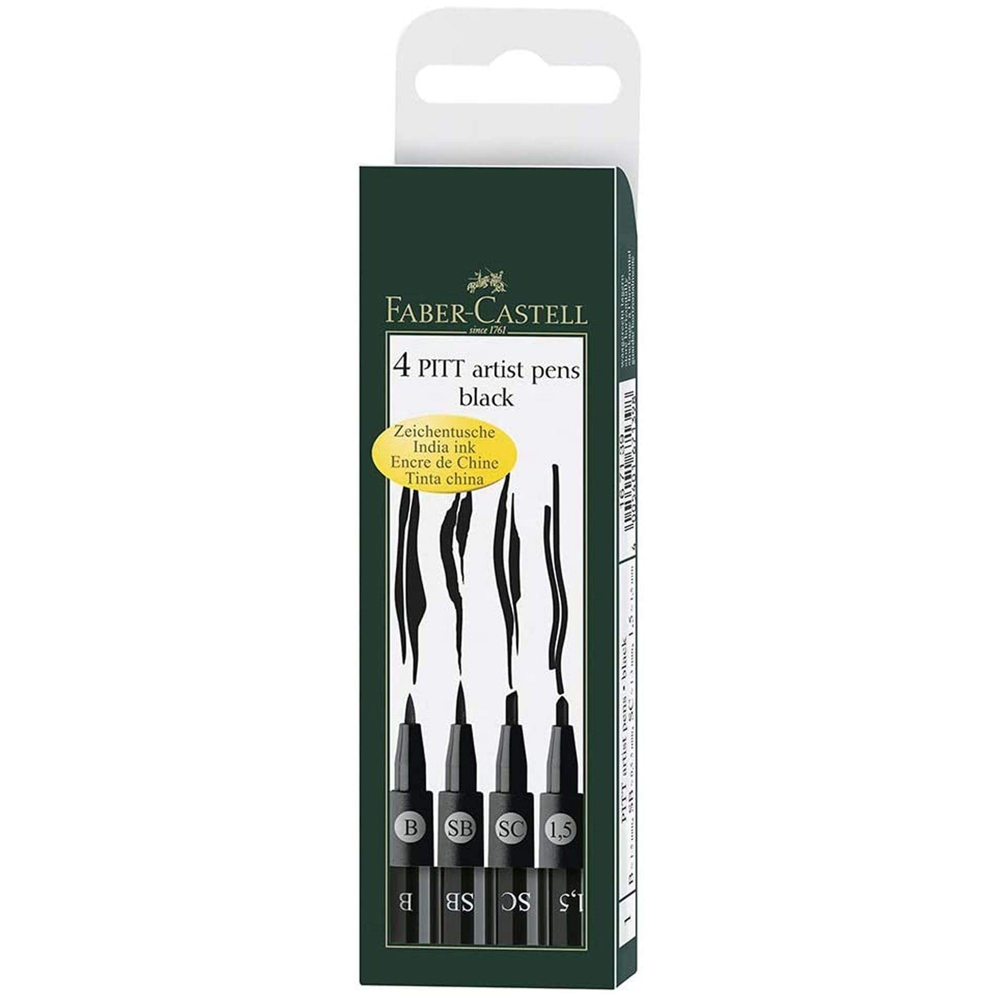 PITT ARTIST PEN BLACK WLT OF 4