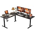 Agilestic L Shaped Standing Desk Adjustable Height, Electric Corner Standing Desk, 63 x 55 inch Sit Stand Computer Table with Splice Board, Gaming Table, Black