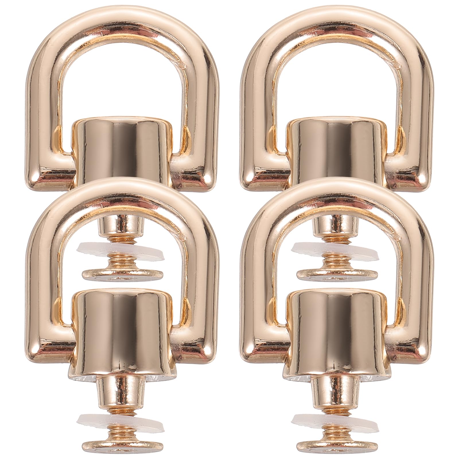 4Pcs Rotatable D Rings with Rivets for DIY Leather Handbag Hardware, Zinc Alloy Bag Fasteners, 360° Swivel D Rings for Backpacks, Crossbody Bags, and Purse Accessories