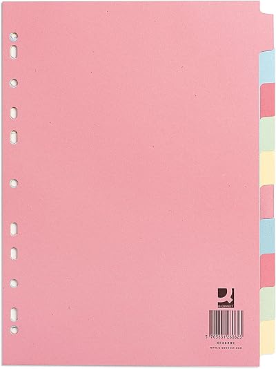 Q-Connect 10-Part Subject Divider A4 Multicoloured, Blank Tabs, 160gsm