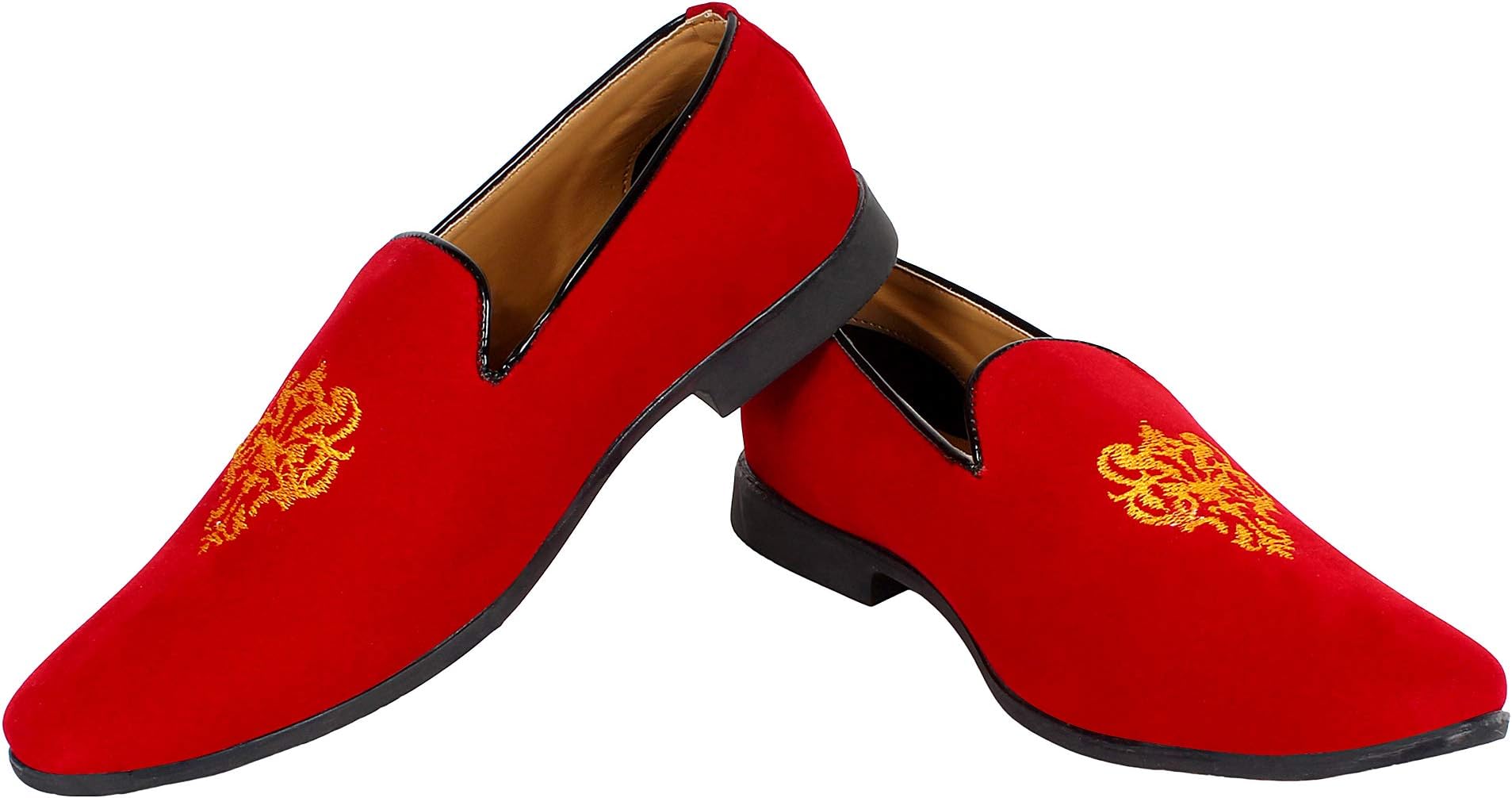 SIDEWOK Designer Embroided Velvet Slip-On Loafer Ethnic Shoes for Men