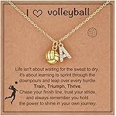 SKIRIFLA Volleyball Gifts for Teen Girls Women, Initial A-Z Name Letter Volleyball Necklace Christmas Gifts for Team Player Coach Fans