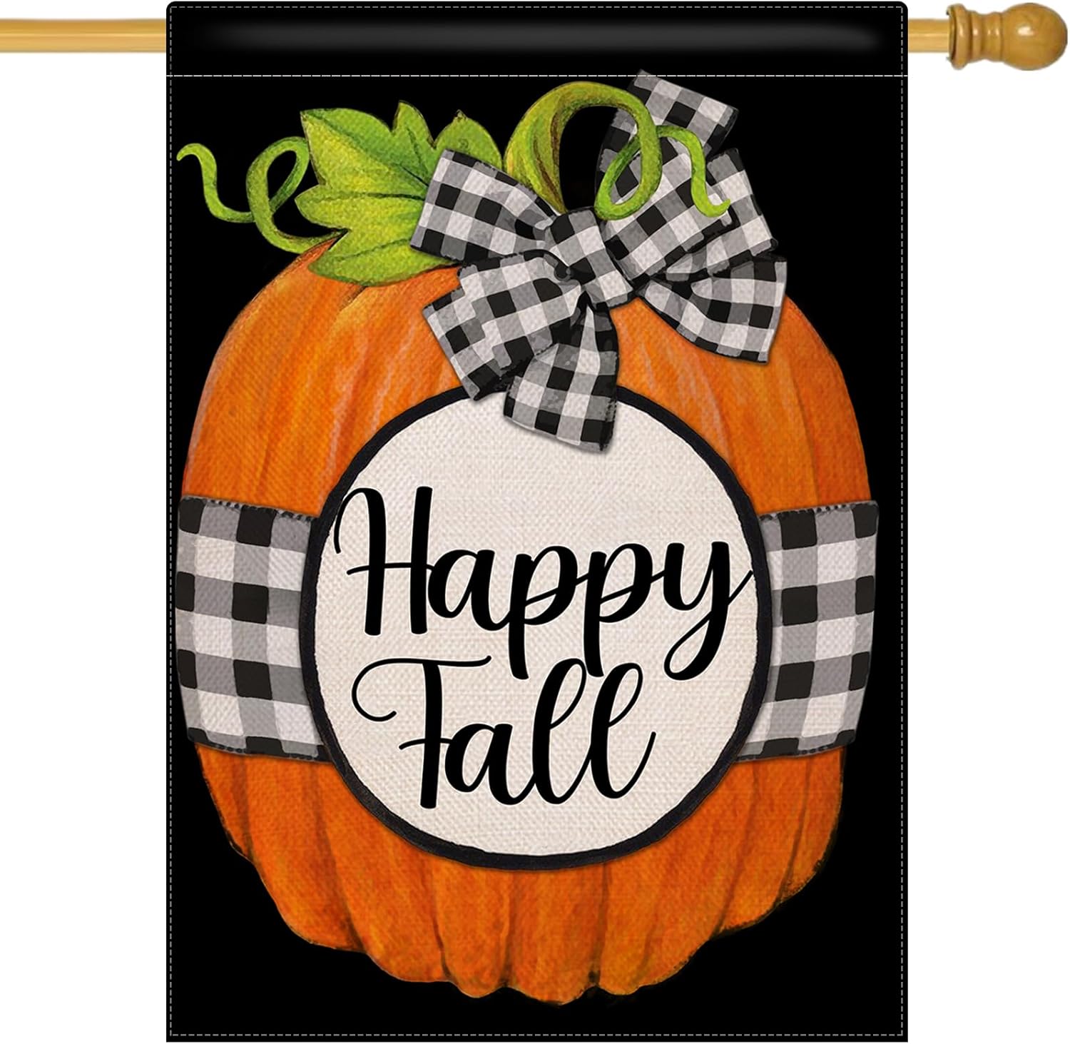 Flags - Covido Home Decorative Pumpkin Large House Flag, Happy Fall Garden Yard Outdoor Welcome Decor Buffalo Plaid Check Sign, Farmhouse Autumn Outside Bow-knot Seasonal Burlap Decorations Double Sided 28x40